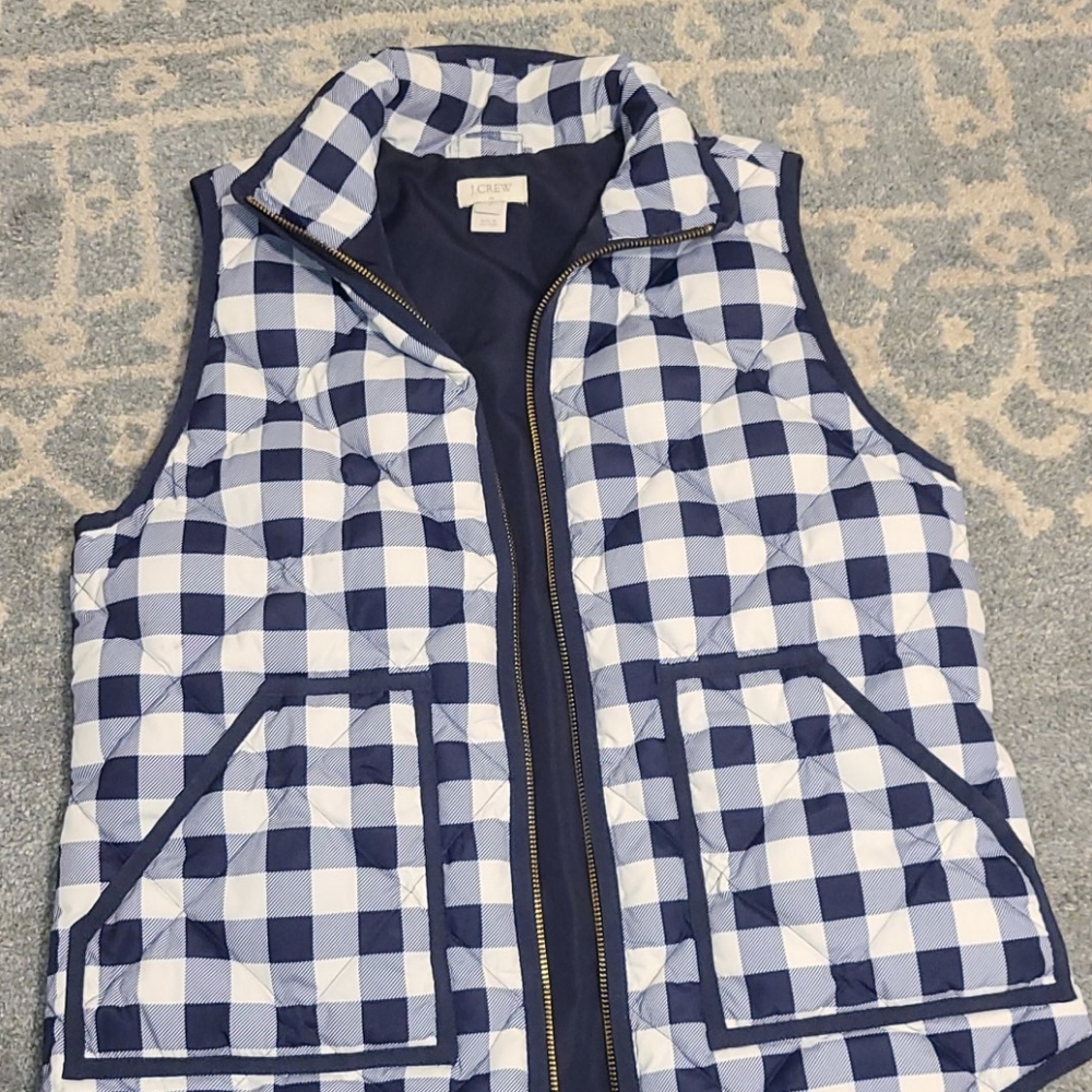 Jcrew navy gingham vest size small